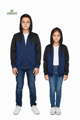 AVIATOR Kids Two - Tone Full Zip Hoodie – Navy & Black - Smgarment's